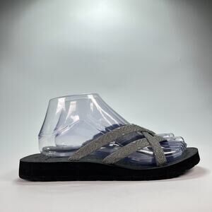 Merence Gray Black Slip On Crisscross Strap Sandals Women's Size US 8.5 EU 39